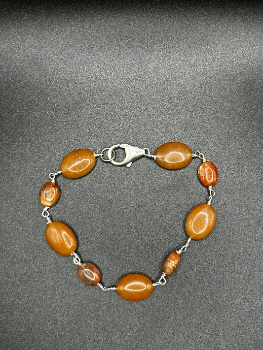 Orange Aventurine and Sunstone Bracelet